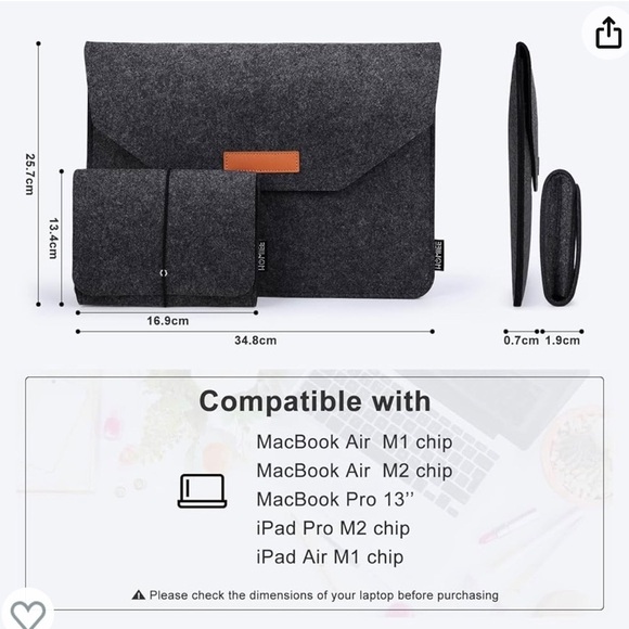 homiee Other - NWOT Homiee Felt Tablet Case - Dark Grey